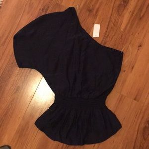 Navy one shoulder blouse